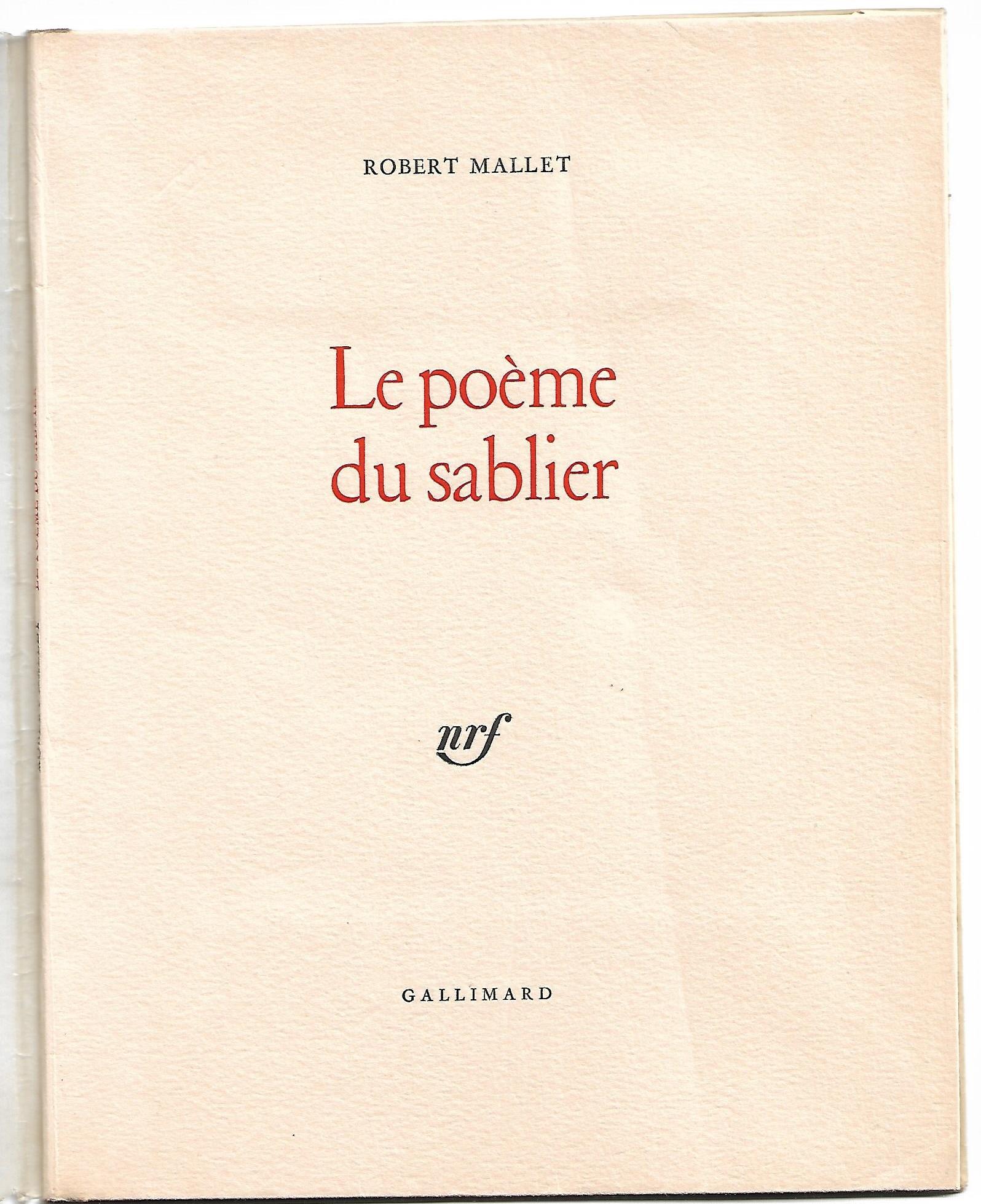 le POÈME du SABLIER by Robert MALLET: Bon Couverture souple (1962 ...