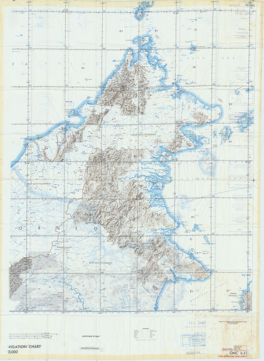 [BORNEO]. Operational Navigation Chart (ONC). L-11. Brunei, Indonesia ...
