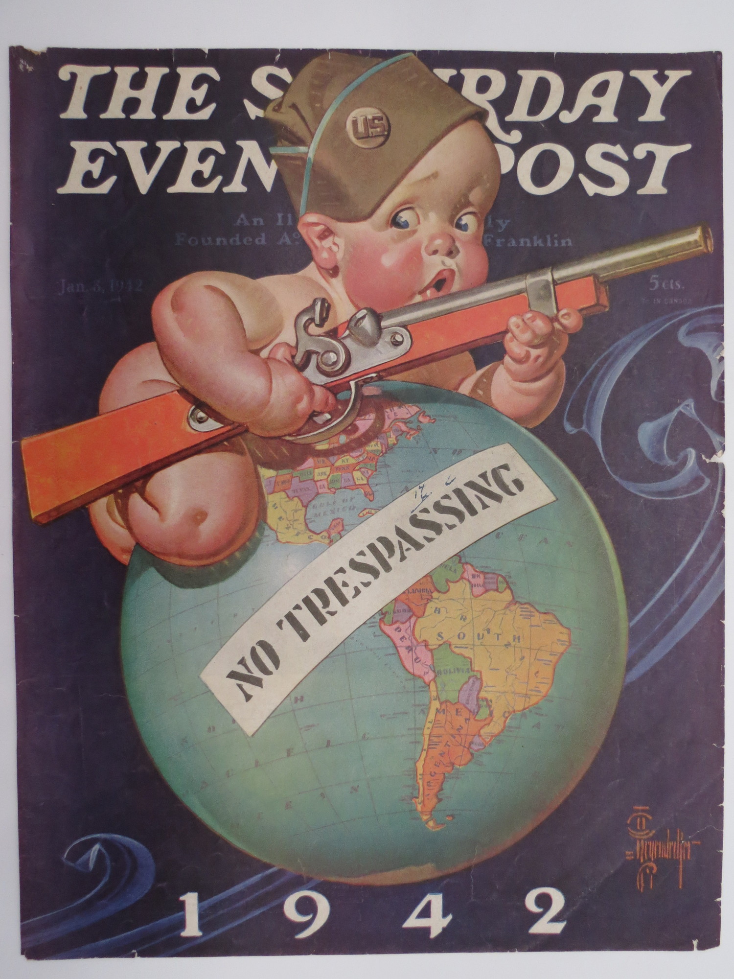 THE SATURDAY EVENING POST COVER, JANUARY 3, 1942, BABY GUN THE SATURDAY EVENING POST COVER, JANUARY 3, 1942, BABY GUN