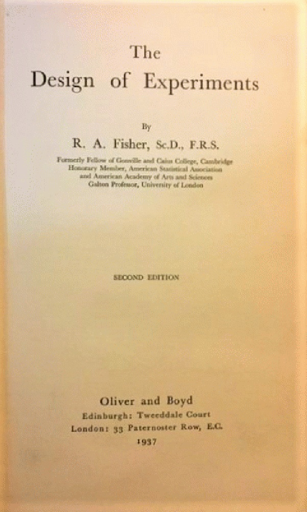 The Design of Experiments (Second Edition) by Fisher, R. A.: Good ...