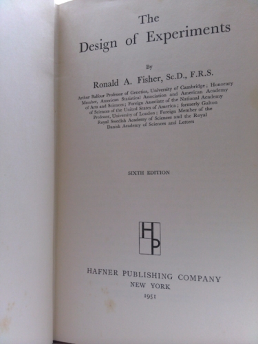 The design of experiments by Fisher, Ronald Aylmer: Good Hardcover ...