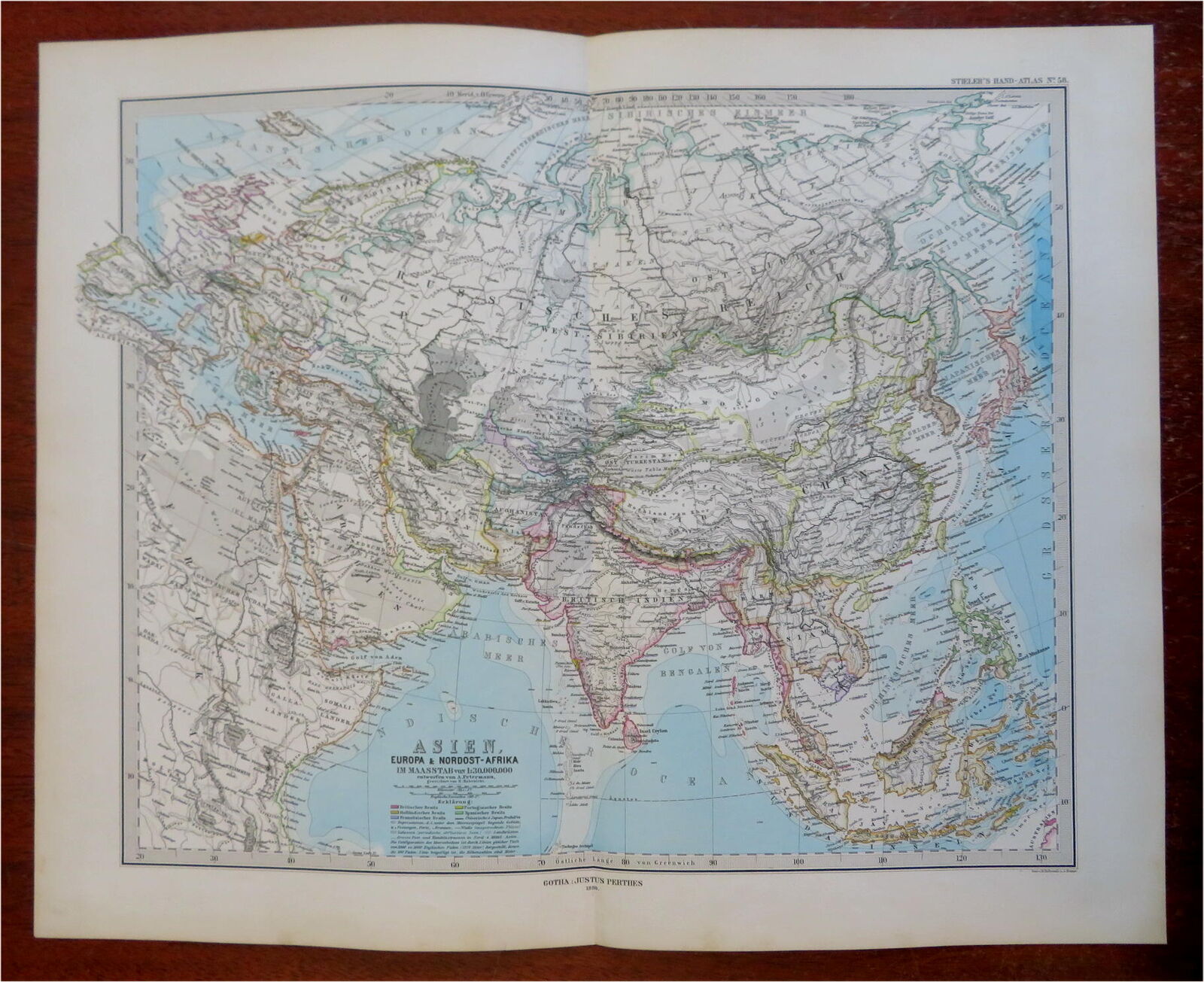 Asia Ottoman Empire Arabia British India Qing China 1880 Petermann ...
