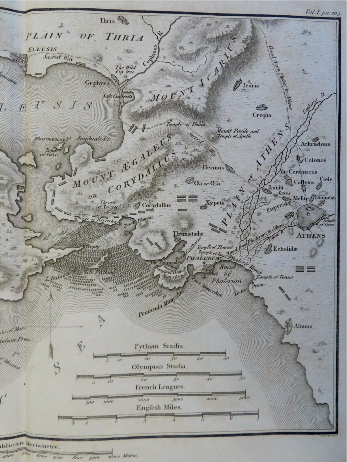 Battle of Salamis Ancient Greece Persian Invasion Naval Battle 1805 engraved map (1805) Map
