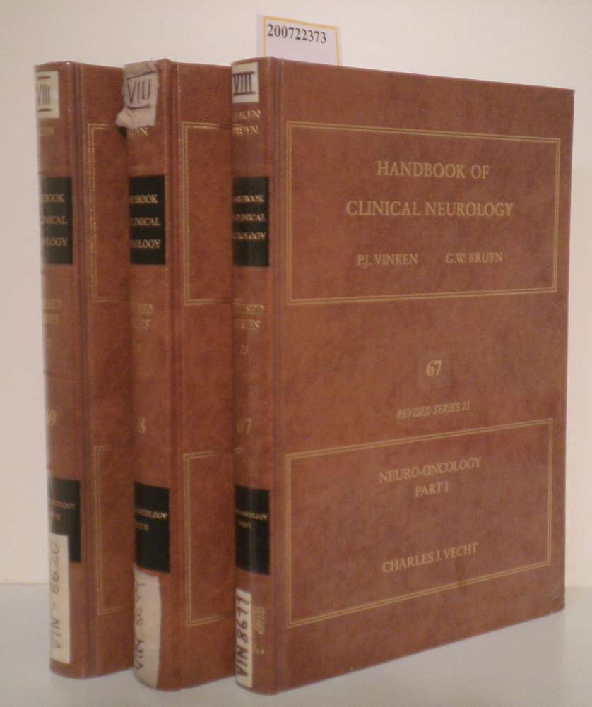 Handbook of Clinical Neurology 67-69 Revised Series 9 Neuro-Oncology, Part 1-3 Vinken, Pierre J., G. W. Bruyn: [Very Good] [Hardcover]