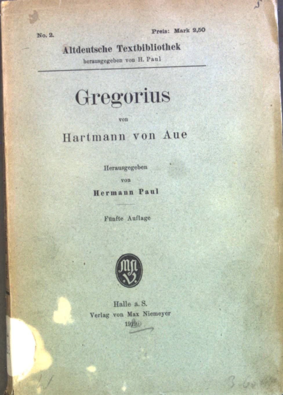 Gregorius. - Hartmann von Aue, Hartmann von und Hermann Paul