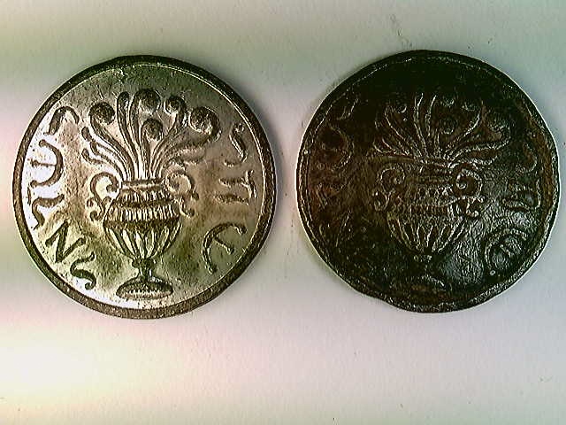 Münzen, 2x Görlitzer Schekel, 19. Jahrh., Judaika, Amphore