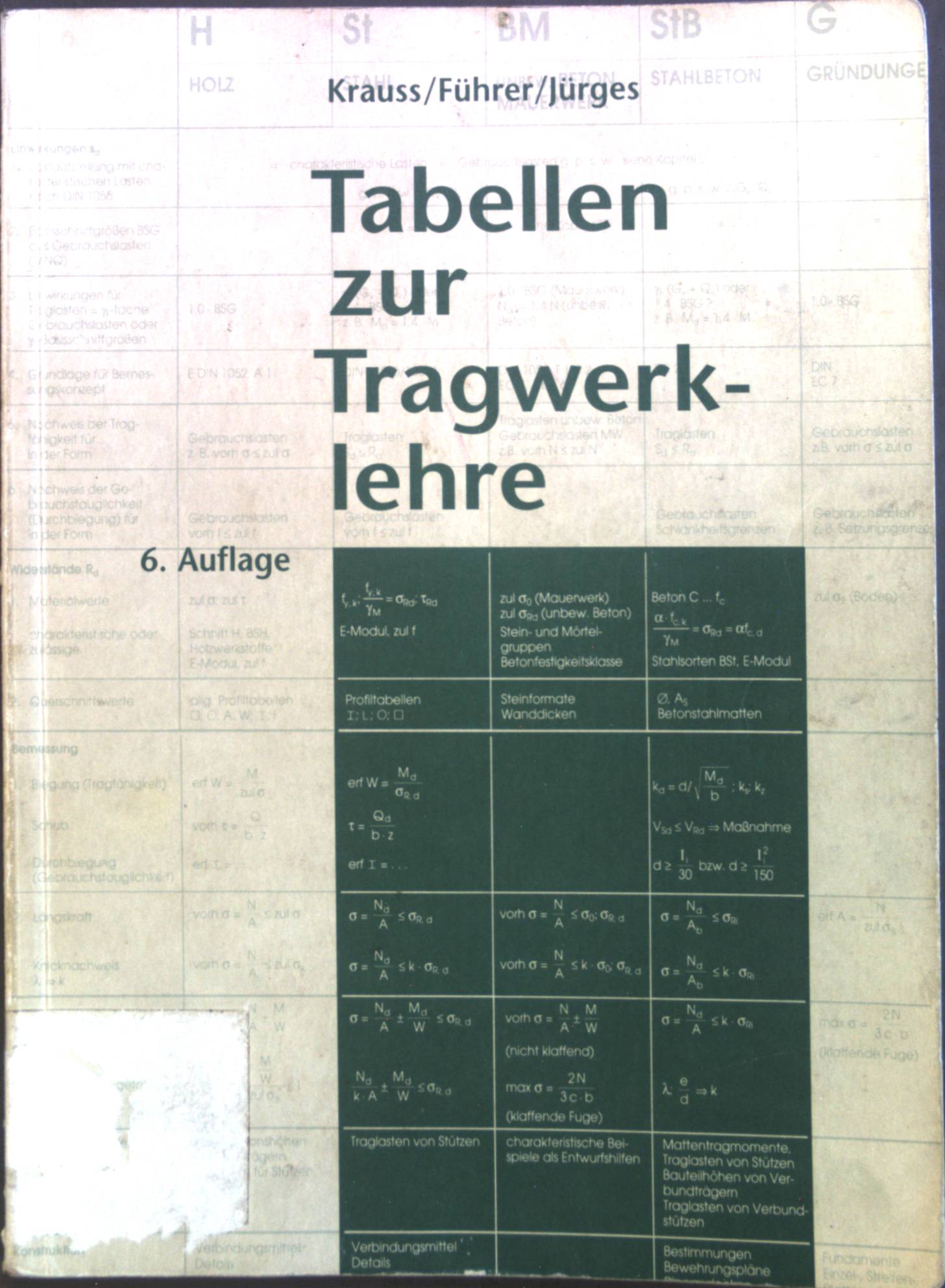 Tabellen zur Tragwerklehre. - Krauss, Franz, Wilfried Führer und Thomas Jürges