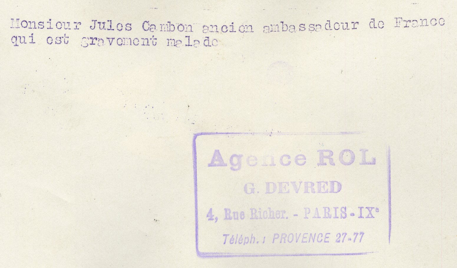Mr Jules CAMBON Ambassadeur de France 1932 Photo de presse originale G. DEVRED Agence ROL Paris 1932 1932 Edition originale Photograph Mad Museum