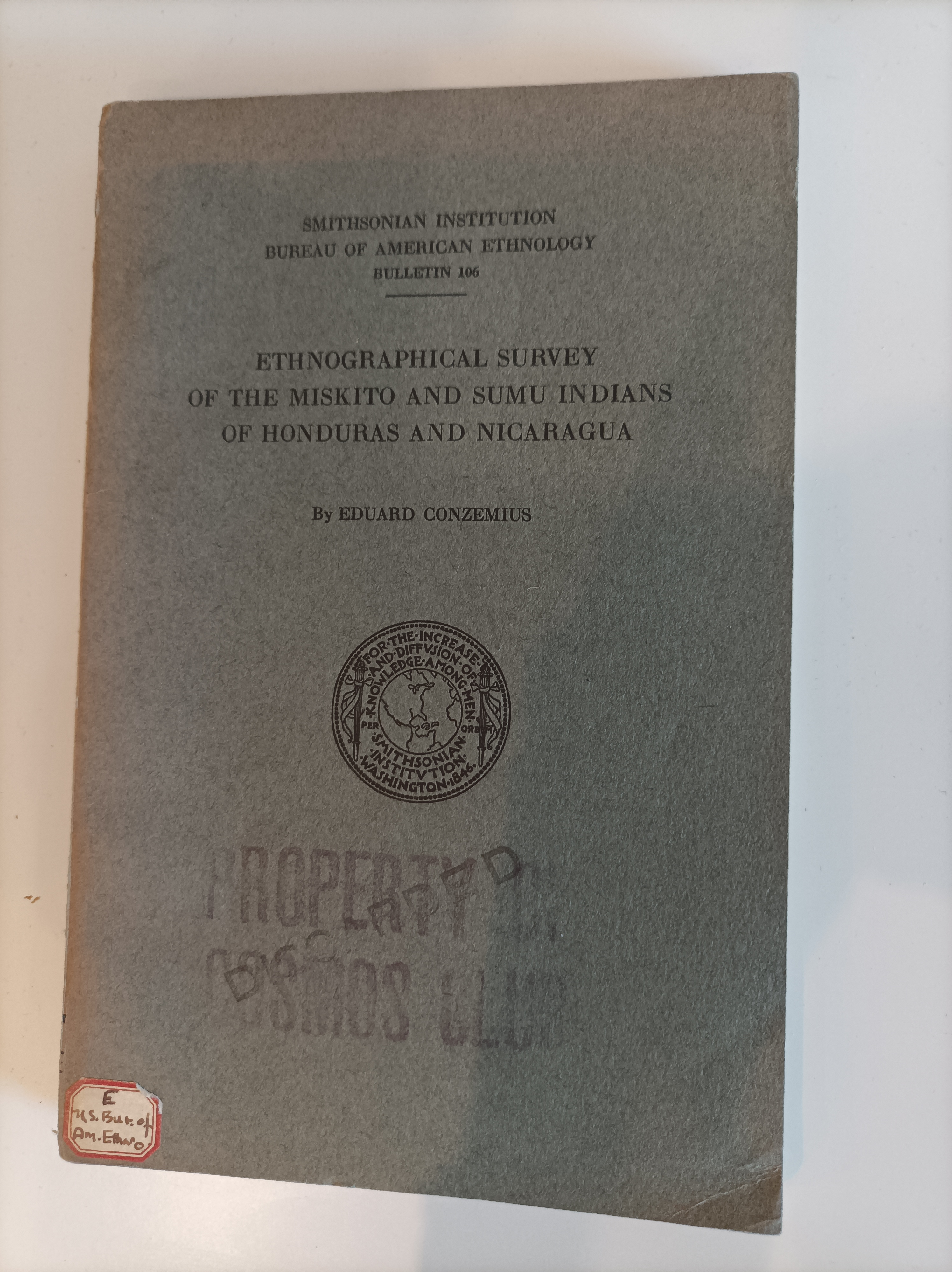 Ethnographical survey of the miskito and sumu indians of honduras and nicaragua - Eduard Conzemius