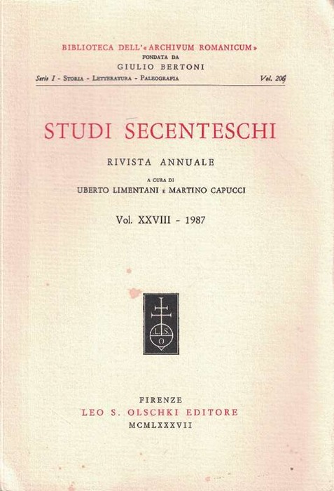 Studi secenteschi (a cura di) - Limentani, Uberto und Martino Capucci