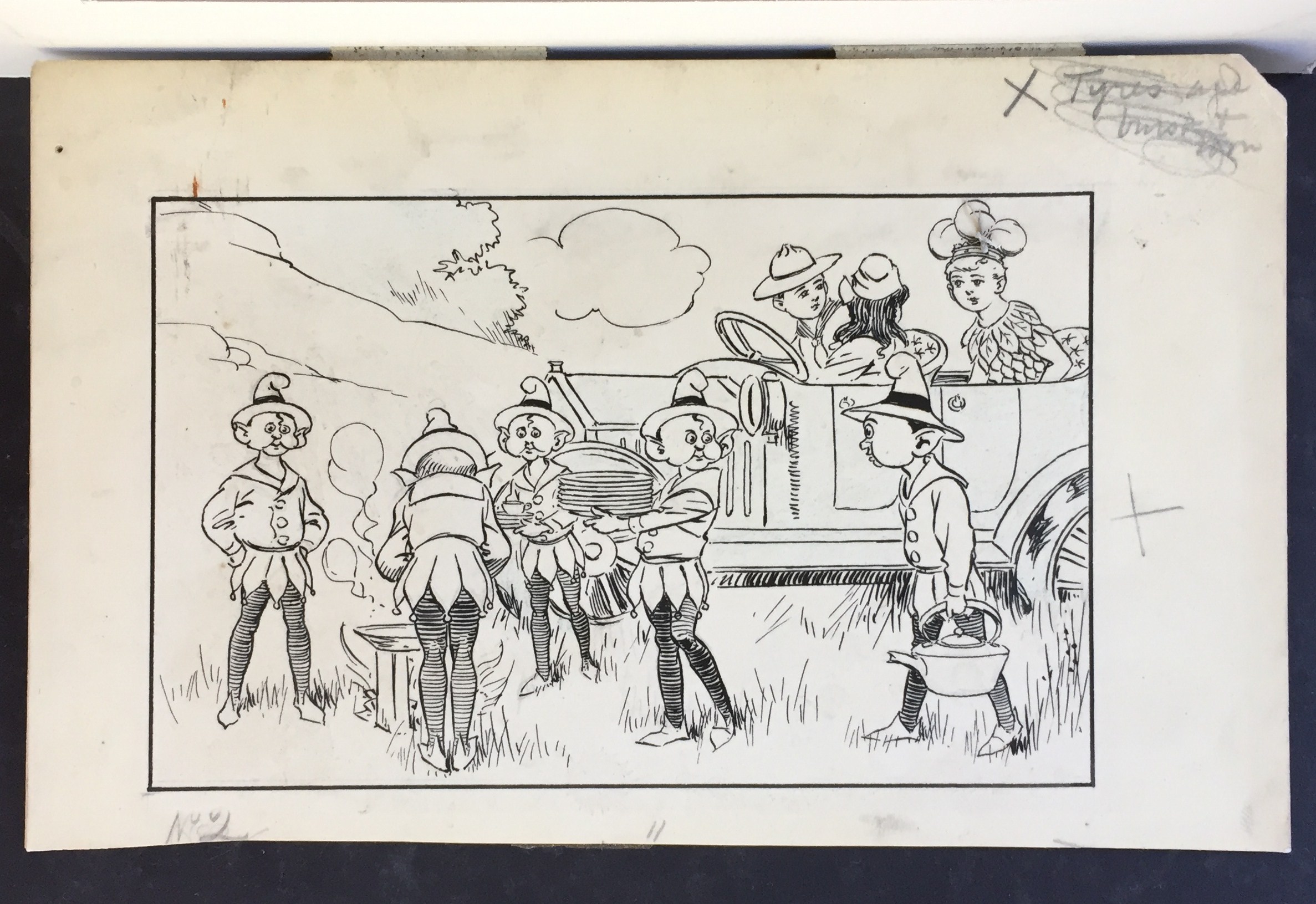 Four Original Pen and Ink Drawings for Budge and Betty in America de Protheroe, Ernest Very