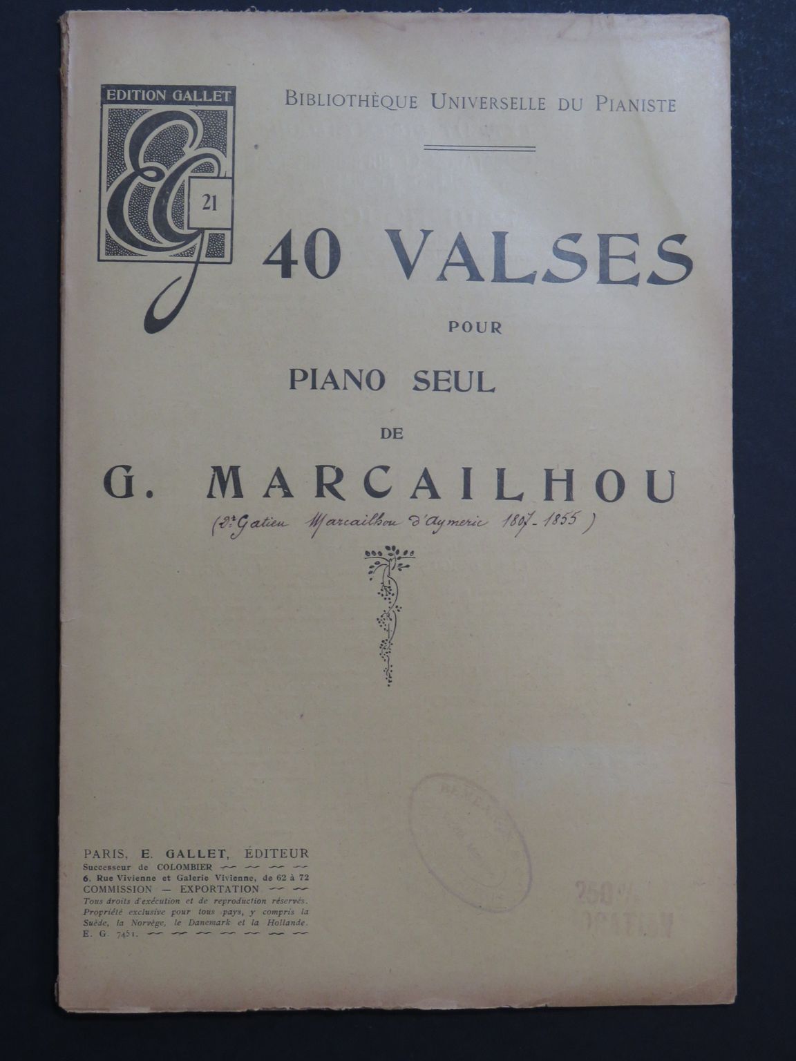 Gatien Marcailhou D aymeric MARCAILHOU Gatien 40 Valses Piano seul by MARCAILHOU Gatien 40 Valses Piano seul: Signed by Author(s) Sheet Music | partitions-anciennes