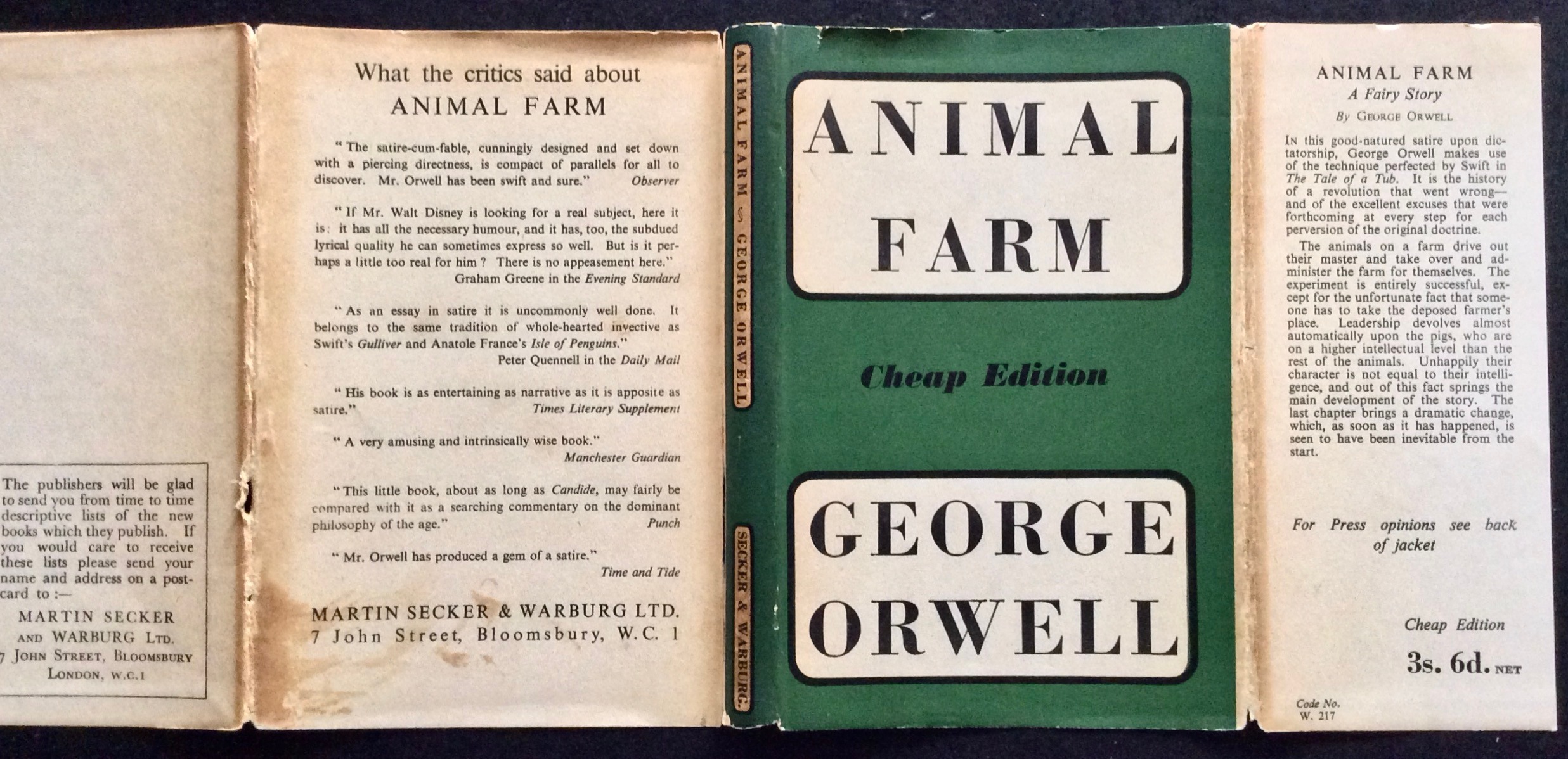 ANIMAL FARM by GEORGE ORWELL: Very Good Hardcover (1950) | Elder Books ANIMAL FARM by GEORGE ORWELL: Very Good Hardcover (1950) | Elder Books