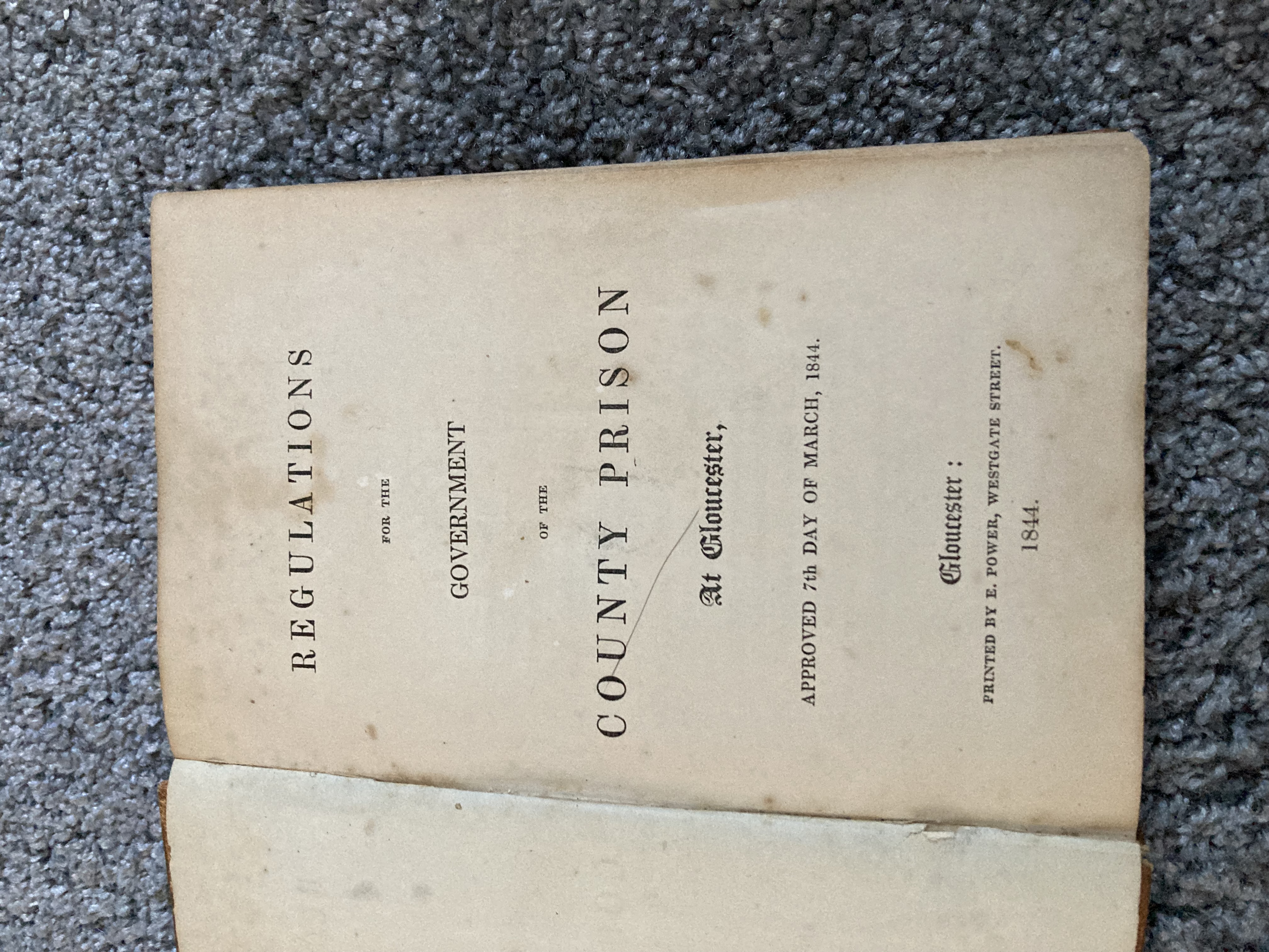 REGULATIONS FOR THE GOVERNMENT OF THE COUNTY PRISON AT GLOUCESTER: UK FIRST EDITION H M Prison Service [Assez bon] [Couverture rigide]