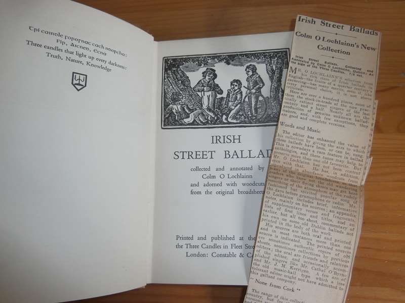 IRISH STREET BALLADS by O Lochlainn, Colm Very Good + Hardcover (1939