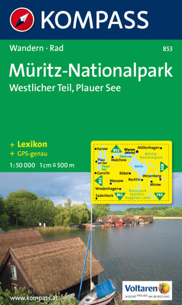 Müritz-Nationalpark Westlicher Teil - Plauer See Wanderkarte mit Kurzführer und Radwegen. GPS-genau. 1:50000