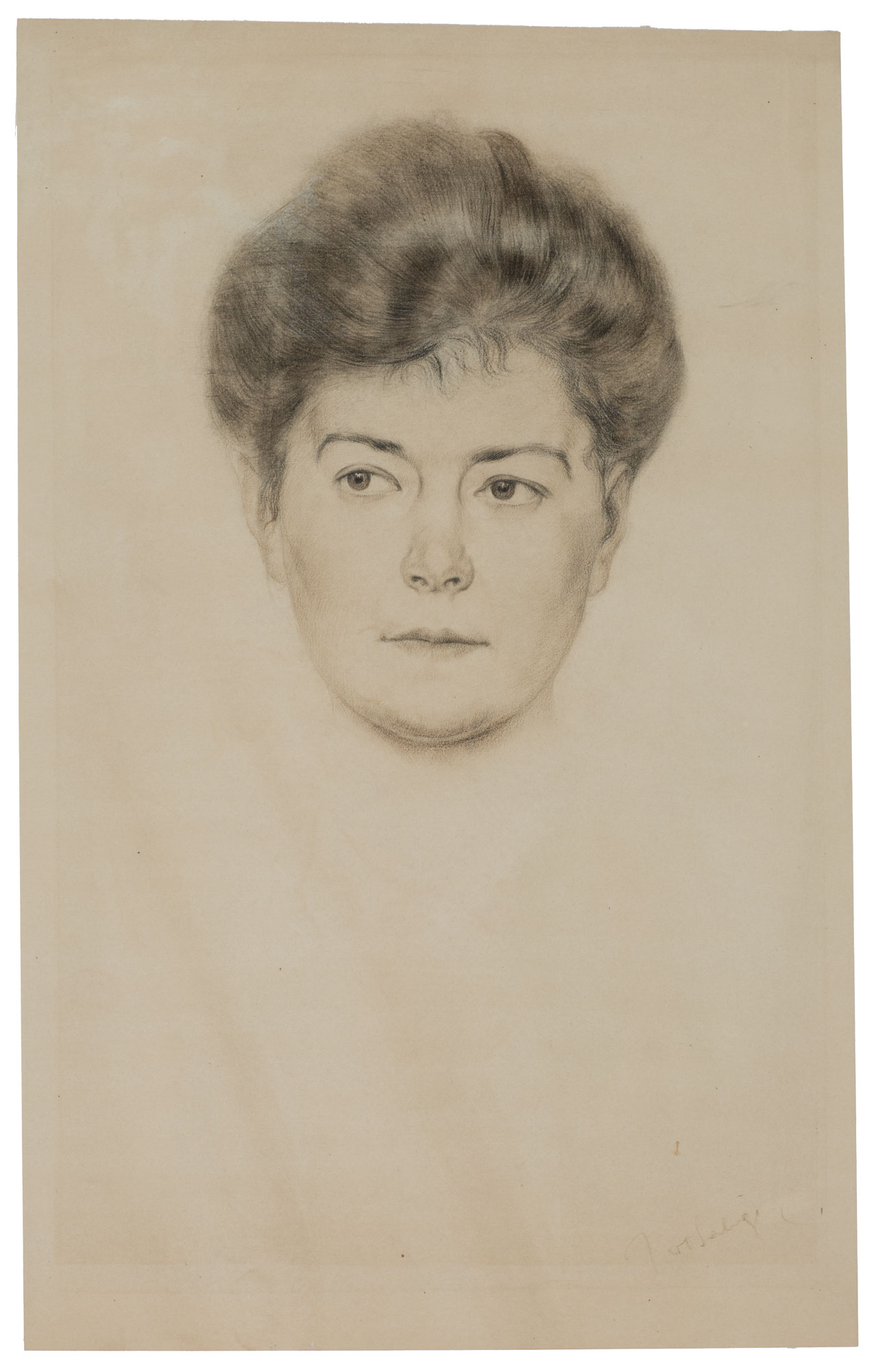 Kopf einer jungen Fau, en face. von Saliger, Ivo - 1894 Königsberg ...