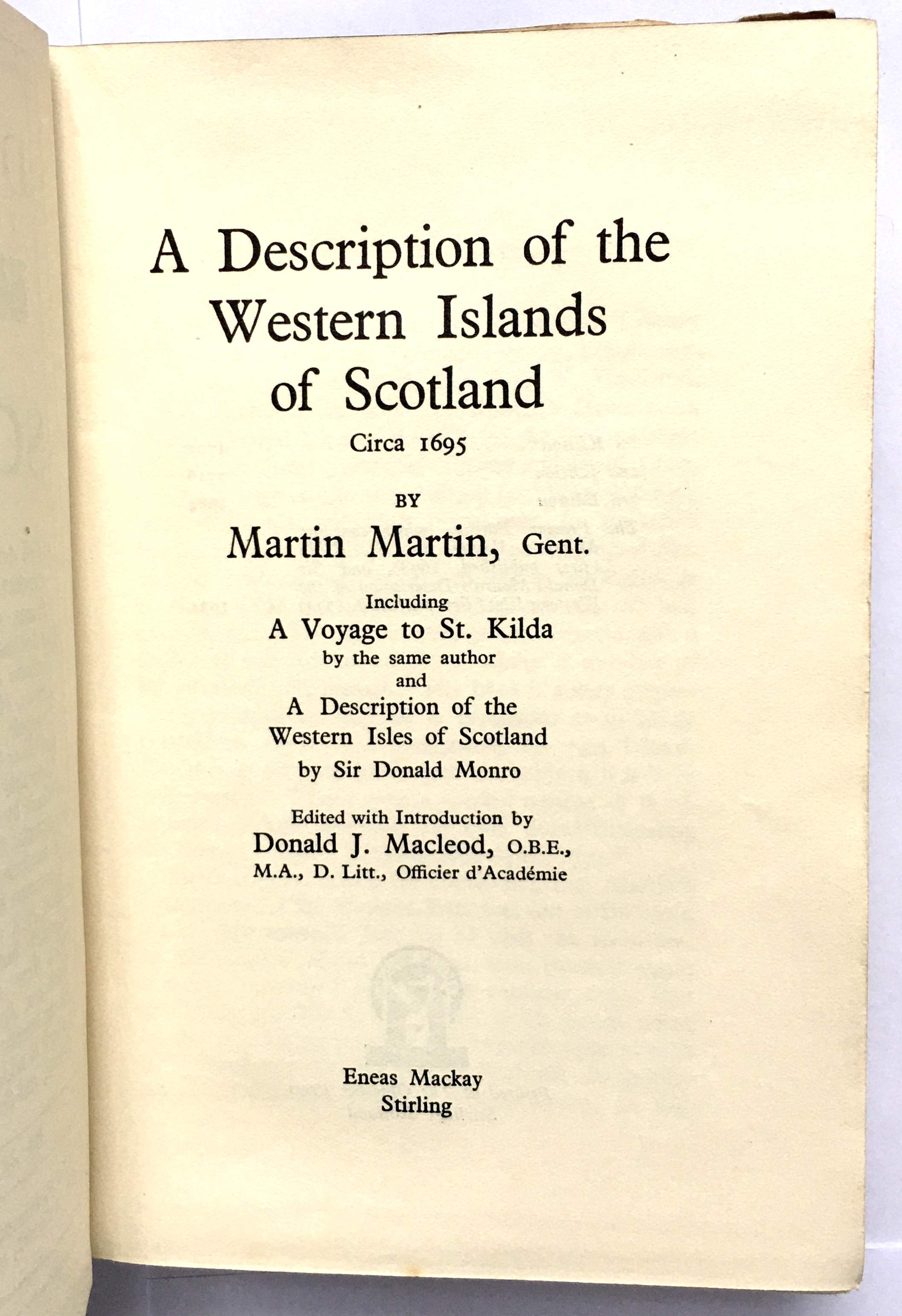 A Description Of The Western Islands Of Scotland by Martin, M: Near ...