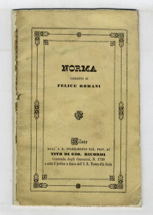 Abebooks Norma. Tragedia lirica in due atti