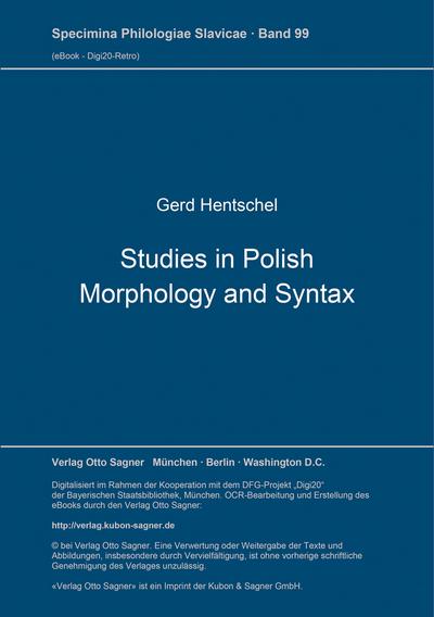 Studies in Polish morphology and syntax - Gerd Hentschel