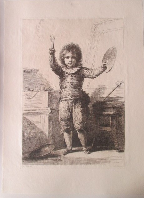 Junge. [Knabe mit Malutensilien in der Hand]. Radierung von A. (Adam ...