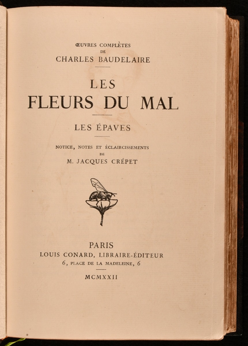 Les Fleurs du Mal, Les Epaves by Charles Baudelaire; M. Jacques Crepet ...