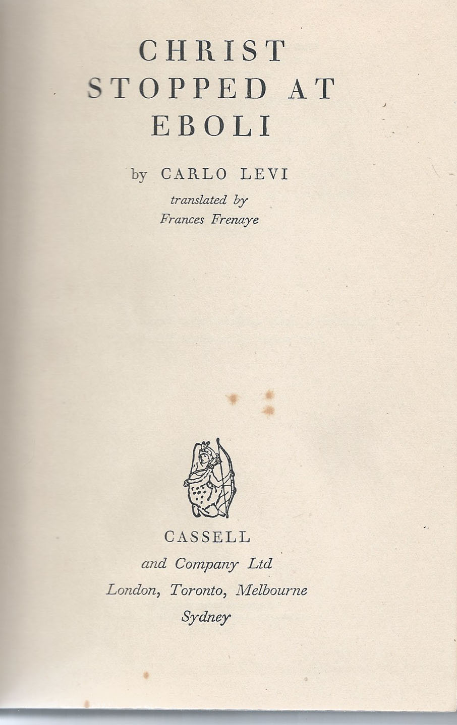 Christ stopped at Eboli Carlo Levi [ ] [Hardcover]
