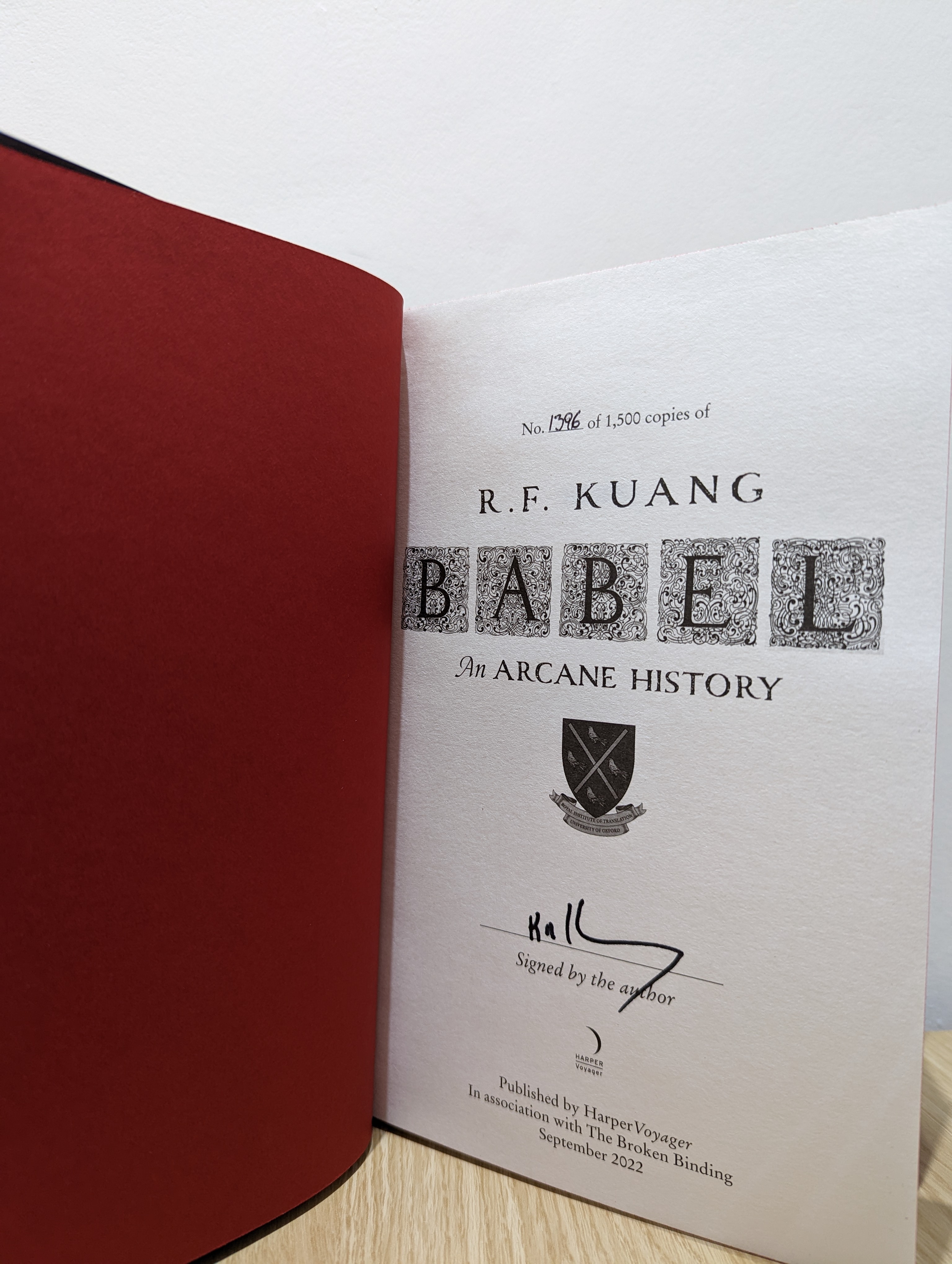 SIGNED Babel: An Arcane History by R.F. Kuang (2022, Hardcover) ~ INSCRIBED