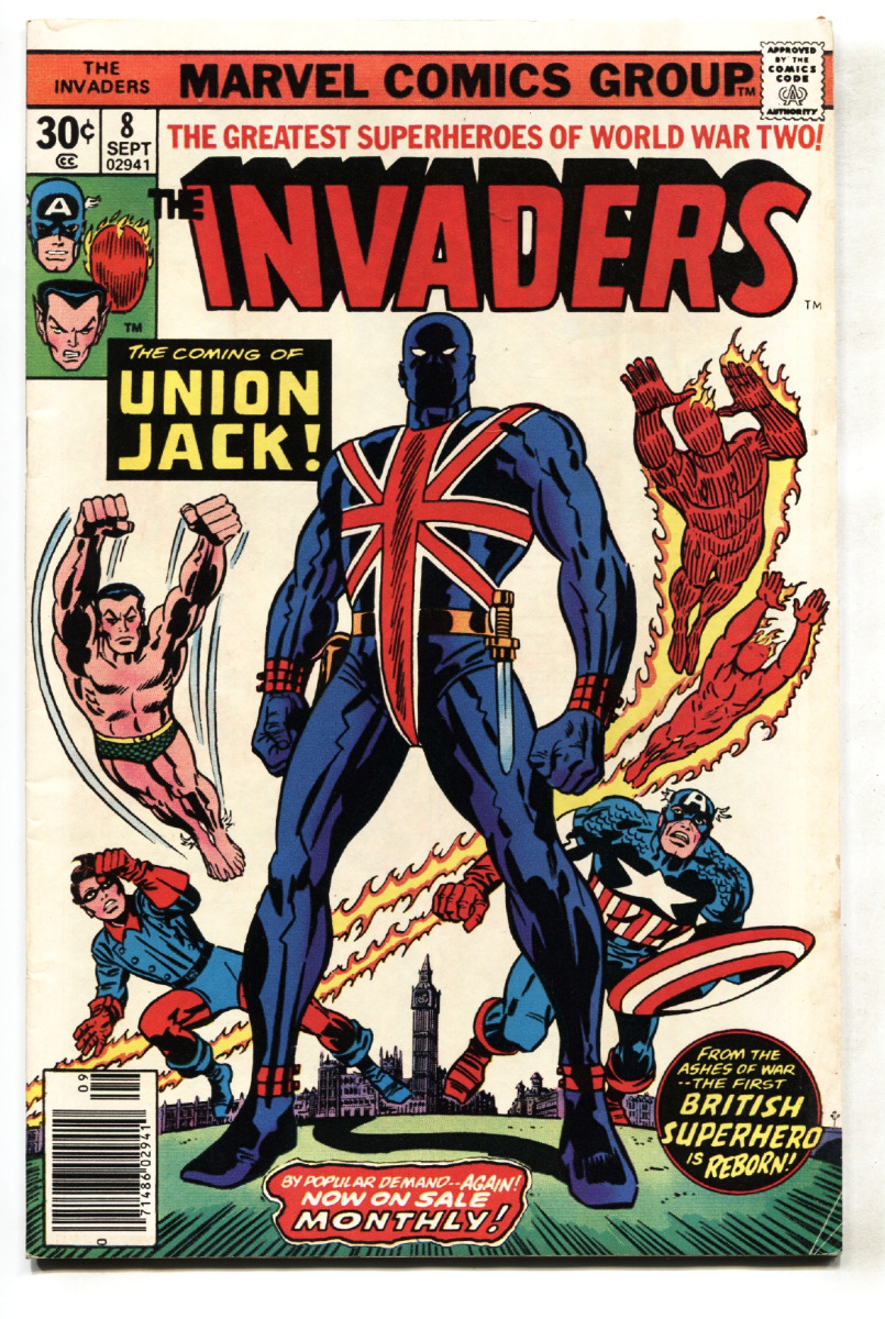 The Invaders #8 1976- UNION JACK- Marvel COMIC BOOK FN: (1977) Comic