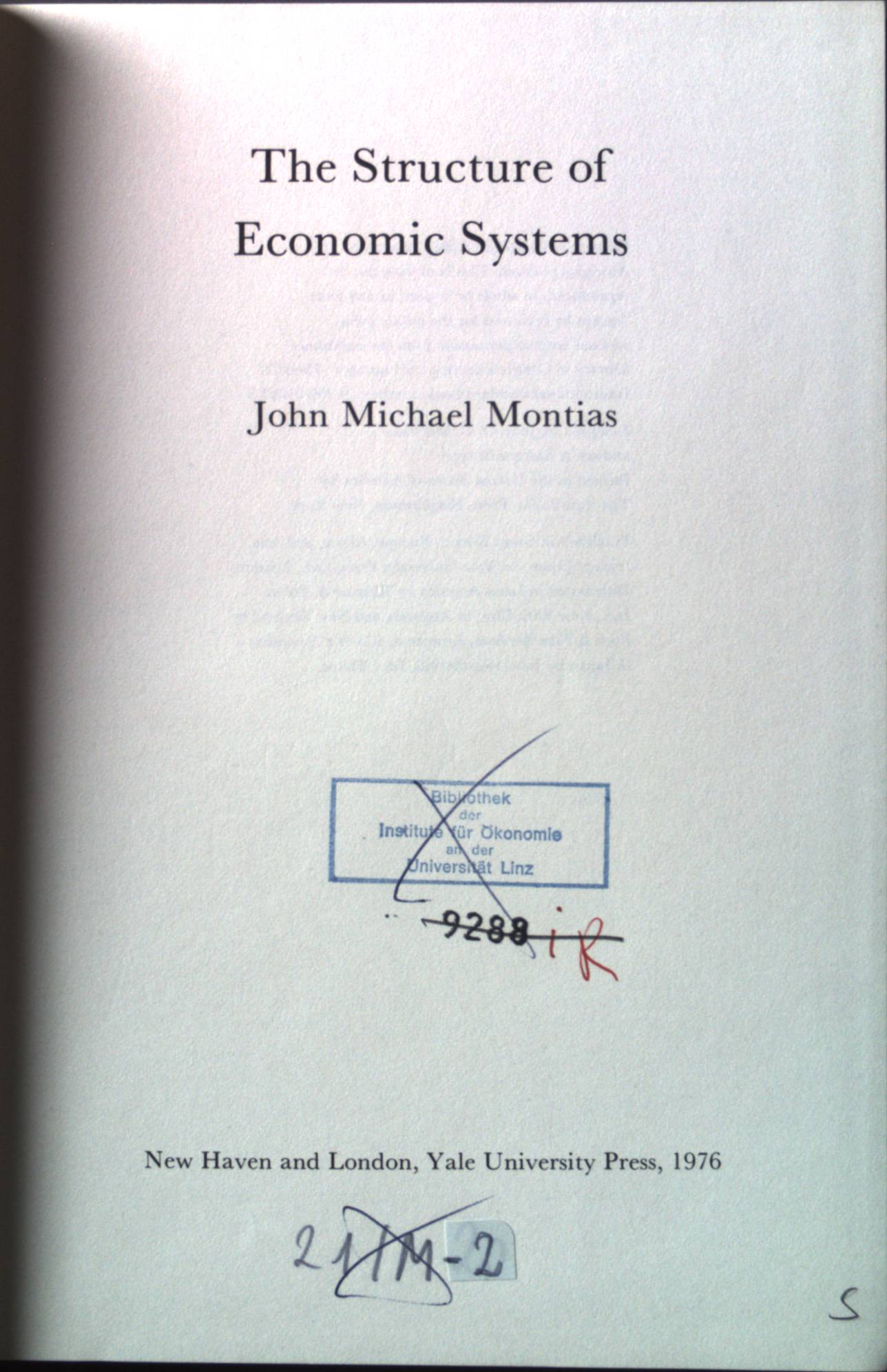 The Structure of Economic Systems - Montias, John Michael