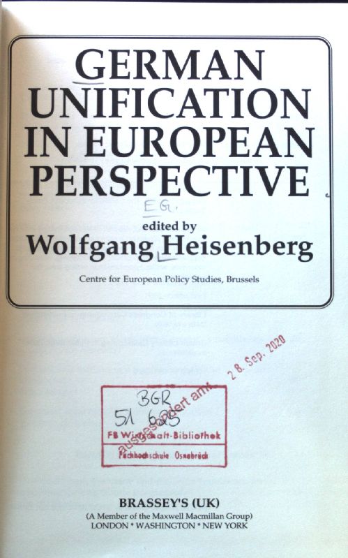 German Unification in European Perspective; - Heisenberg, Wolfgang