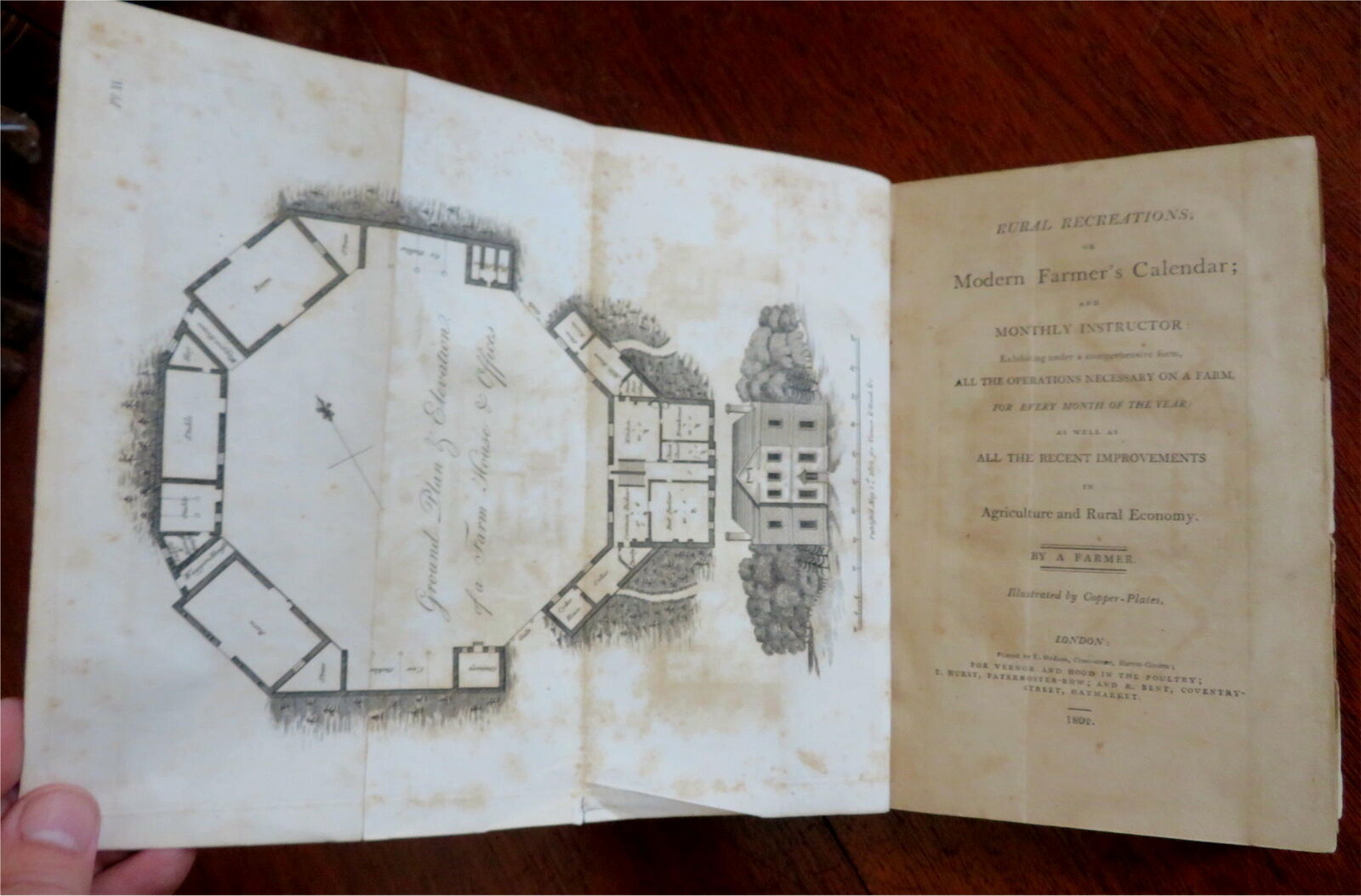 Rural Recreations Modern Farmer's Calendar Agriculture Botany 1802 book ...
