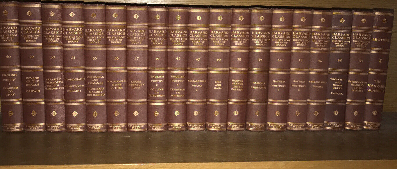 THE HARVARD CLASSICS, FIVE FOOT SHELF OF BOOKS. 1909, 1910, 1914. First
