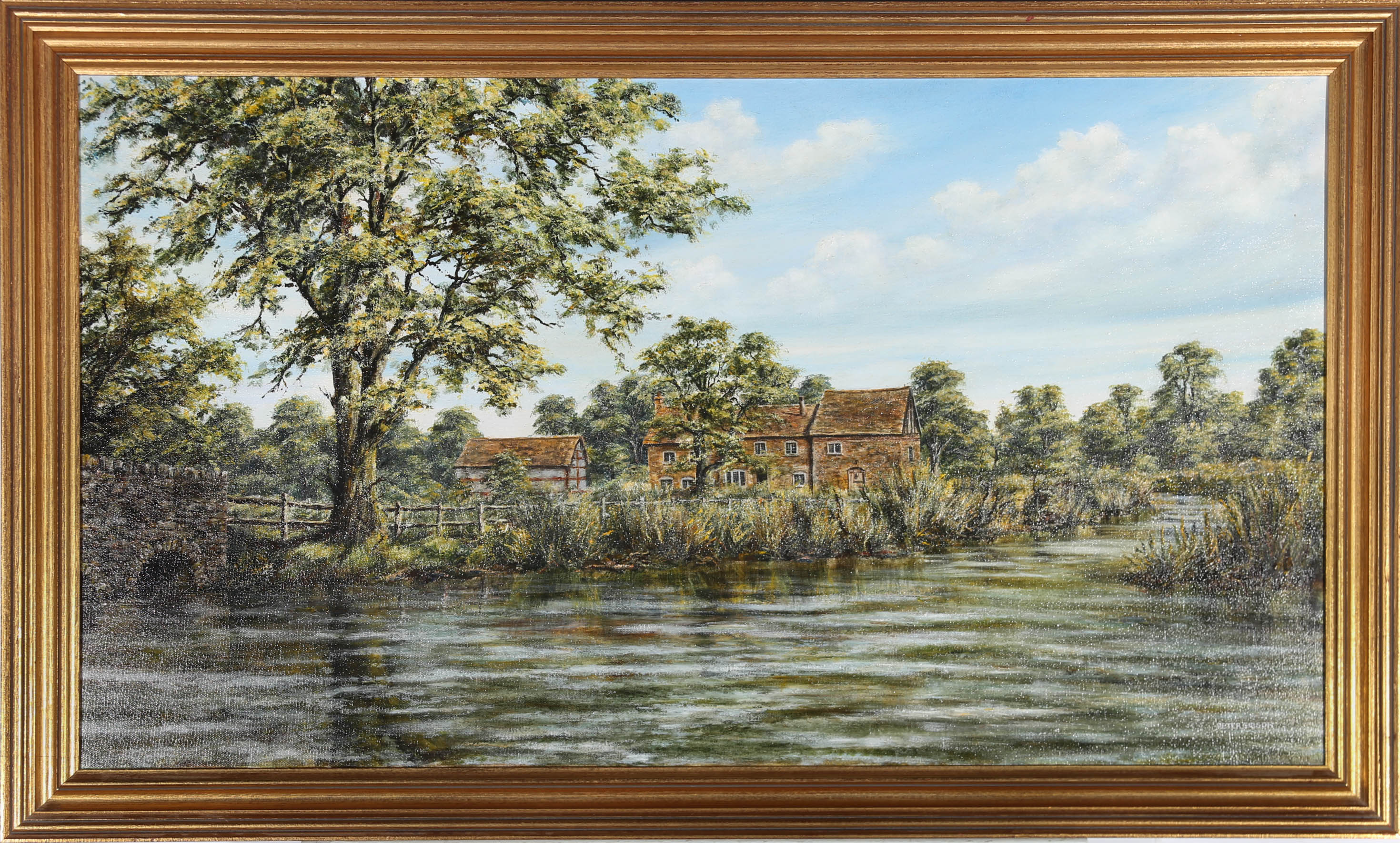 Peter Gibson - 20th Century Acrylic, Riverside Cottages von Peter ...