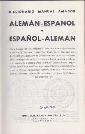 DICCIONARIO MANUAL AMADOR. ALEMÁN-ESPAÑOL Y ESPAÑOL-ALEMÁN.