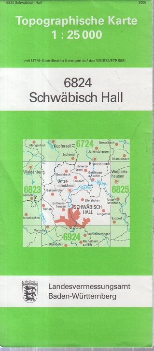 Topographische Karte 1:25 000 L6824 Schwäbisch Hall