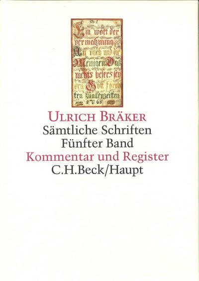 Sämtliche Schriften, 5 Bde. Sämtliche Schriften Bd. 5: Kommentar und Register - Ulrich Bräker