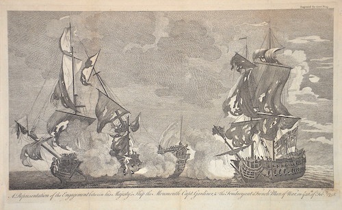 A Representation of the Engagement between his Majesty's Ship the Monmouth  Capt. Gardiner, u the Foudroyant a French Man of War, on y 28. of Feb. 1758  by Cole Benjamin: Art&nbsp;/&nbsp;Print&nbsp;/&nbsp;Poster