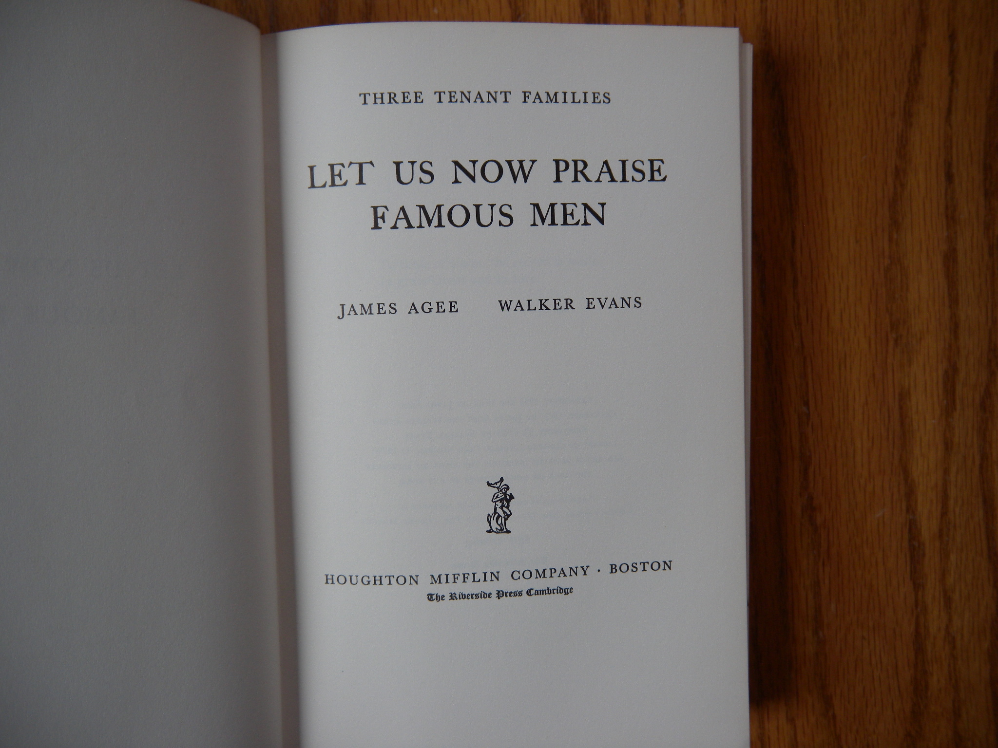 Let Us Now Praise Famous Men. by Agee, James.: Very Good Hardcover