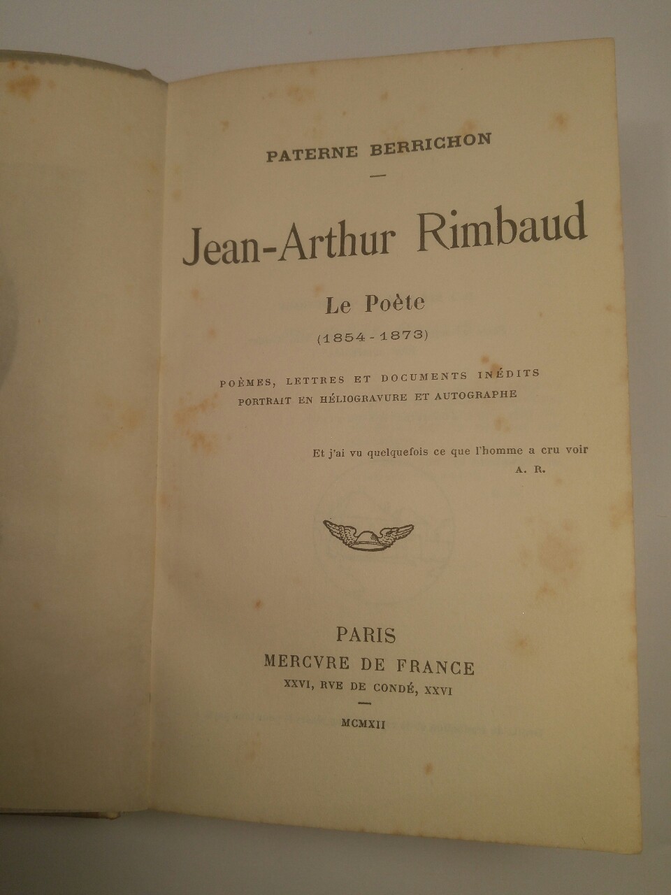 Arthur Rimbaud - Le Poete (1854-1873) - Poemes, Lettres et documents ...