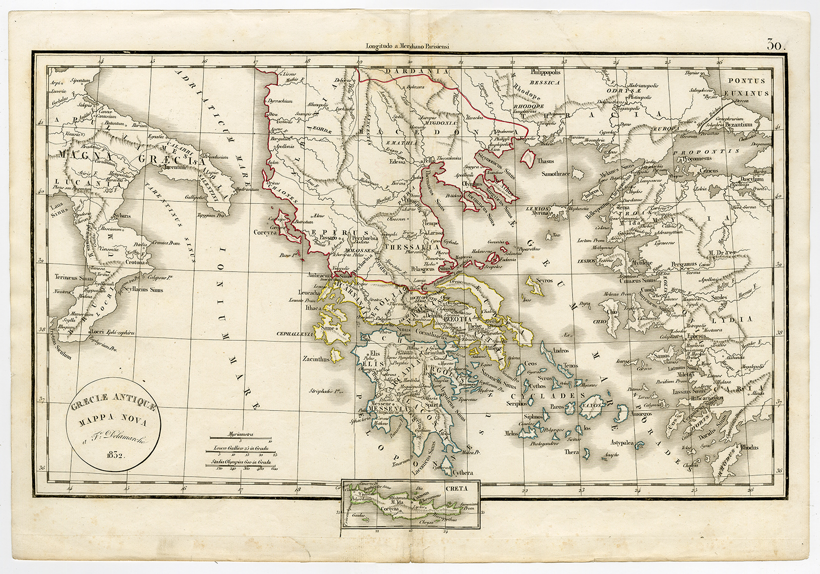 Antique MapHistoryAncient Greece and TurkeyCreteAegean SeeDelamarche1832 (1832) Map