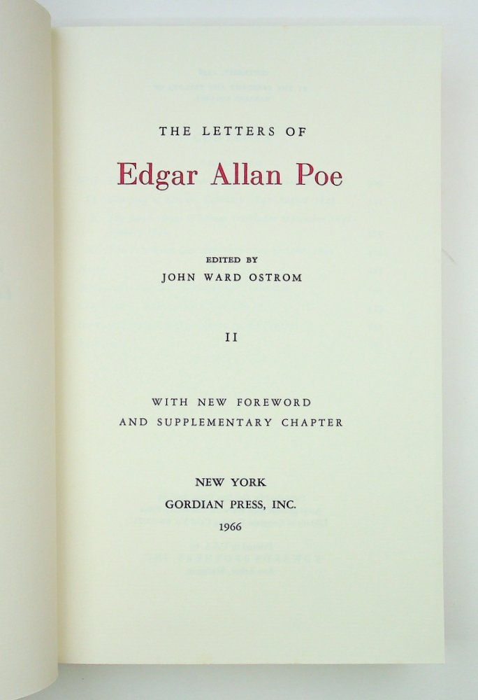 The Letters of Edgar Allan Poe [Volume II only] - Ostrom, John Ward (editor); [Poe, Edgar Allan]