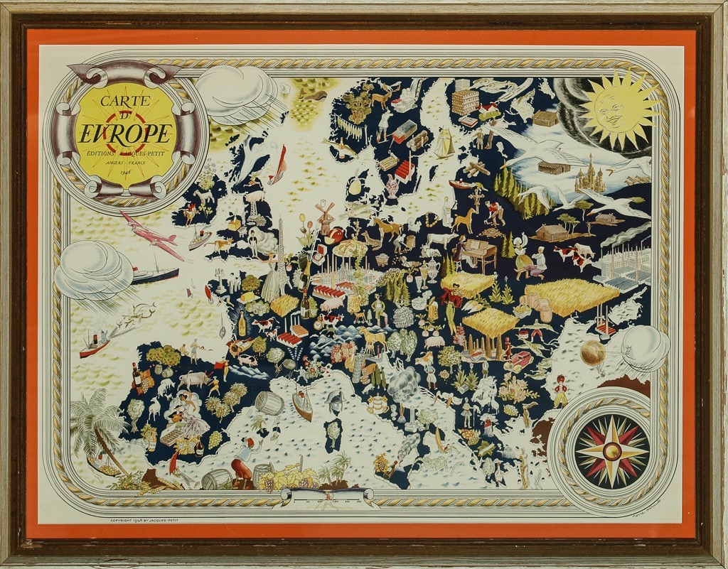Carte D'Europe von Pierre Herault: (1946) Kunst / Grafik / Poster  The 