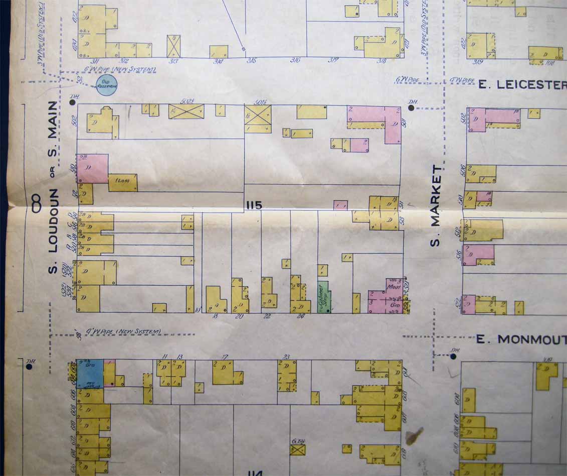 1908 Winchester Virginia Street Map E. Cecil at the North to E. Germain