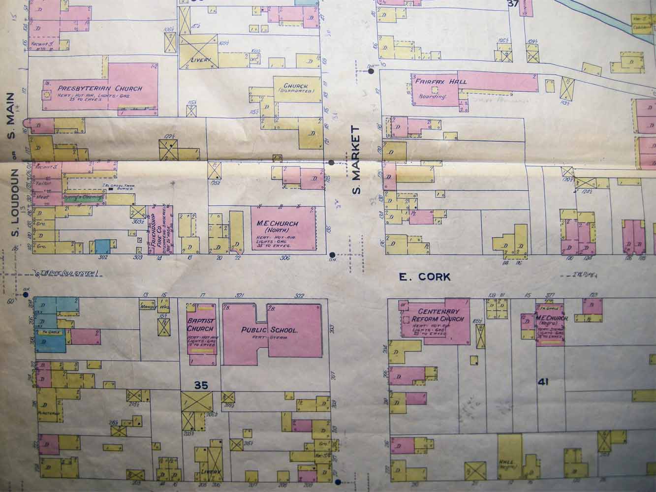 1908 Winchester Virginia Street Map E. Water at the North to E
