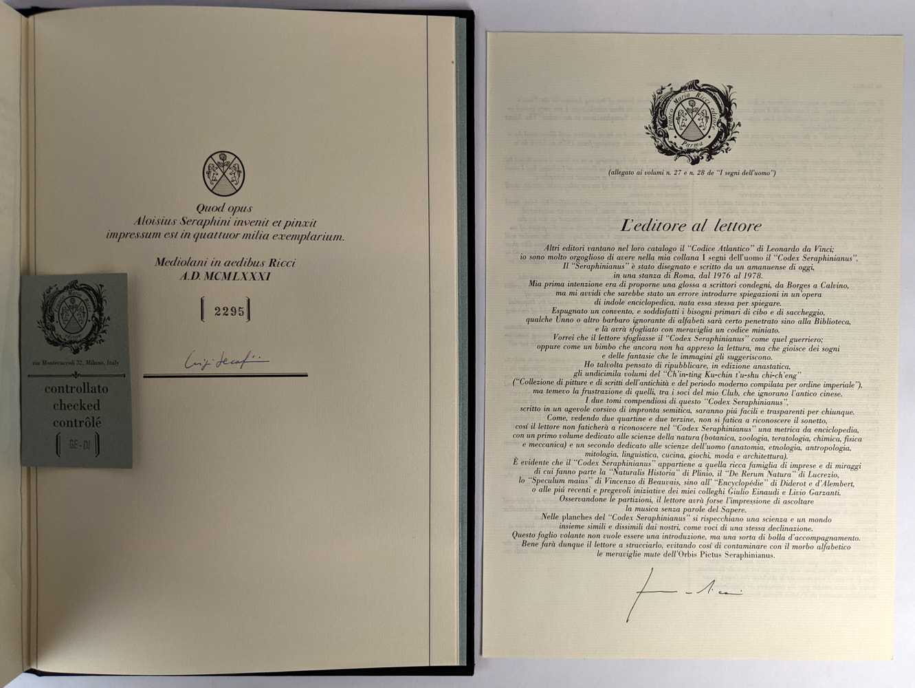 Codex Seraphinianus (2 Volumes) by Luigi Serafini: Near Fine Codex Seraphinianus (2 Volumes) by Luigi Serafini: Near Fine
