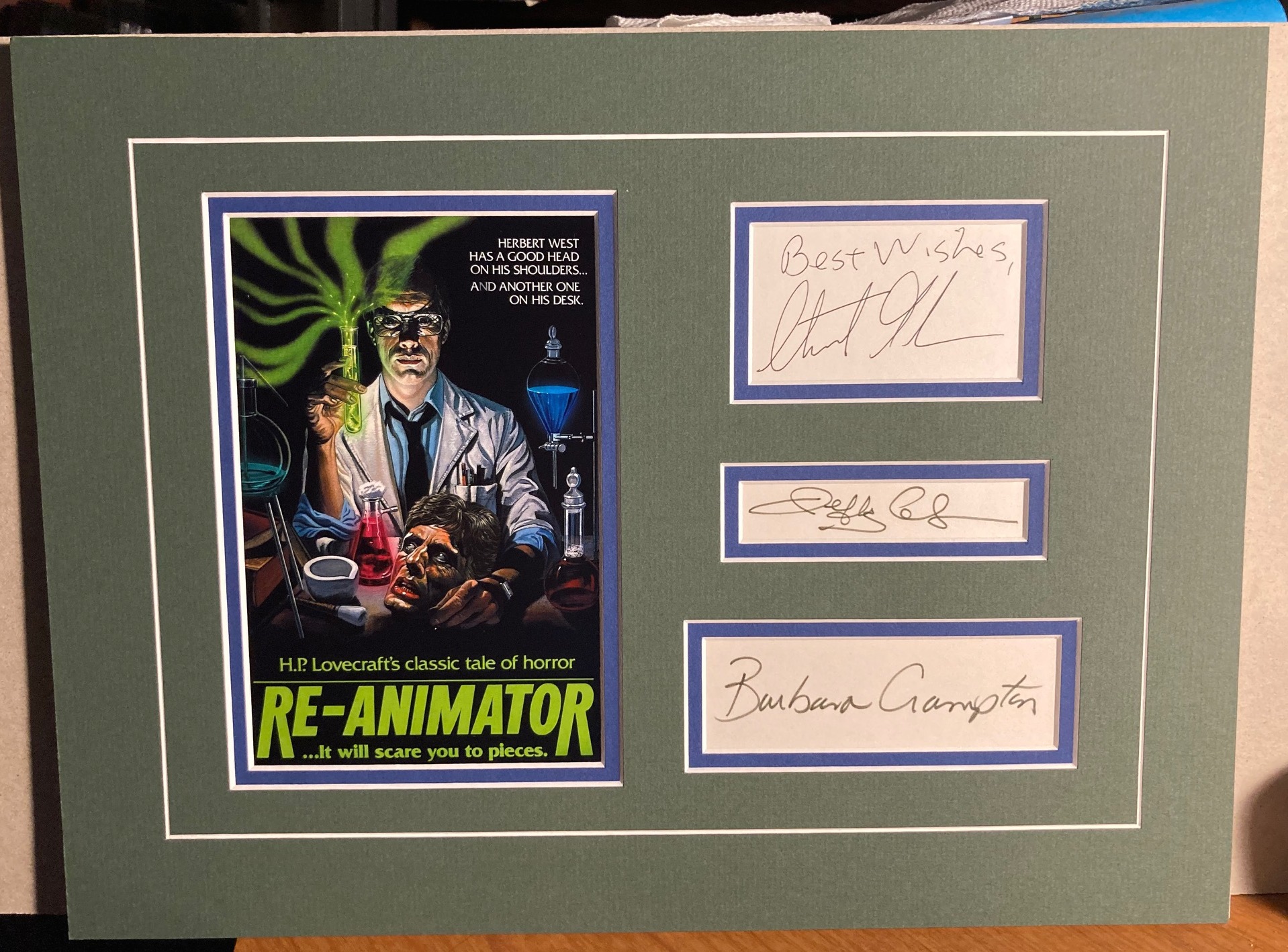 Re-Animator Cast Autographs. Custom Double Matted Cut Signatures. by [Re- Animator]. Stuart Gordon. Jeffery Combs. Barbara Crampton. | Dark Parks  Books & Collectibles