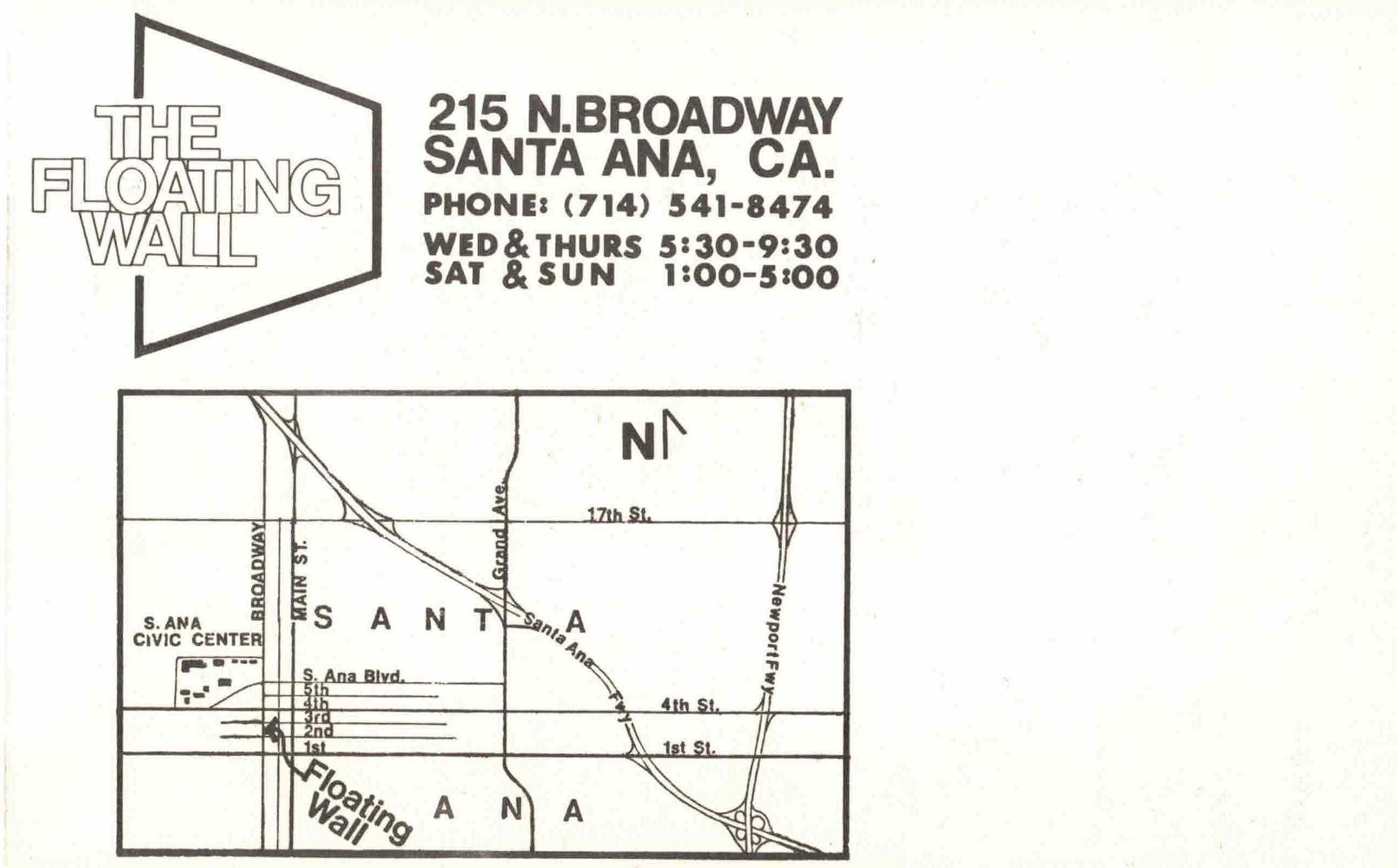 The Erotic Show announcement by The Floating Wall, Santa Ana, CA (1975