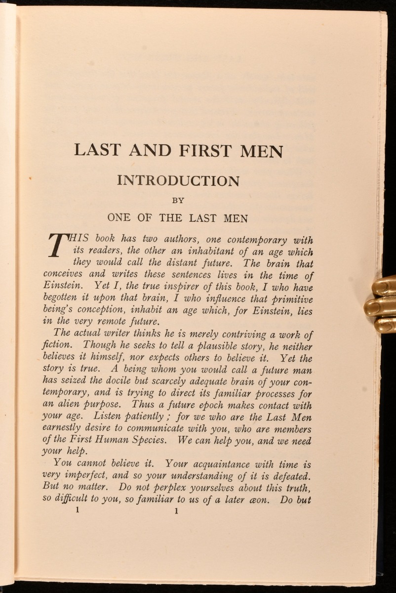 Last and First Men A Story of the Near and Far Future by Olaf Stapledon Near Fine Cloth (1930