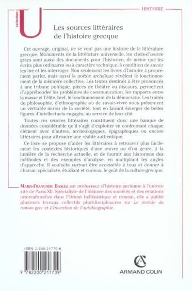 Les sources littéraires de l'histoire grecque - Baslez, Marie-Françoise